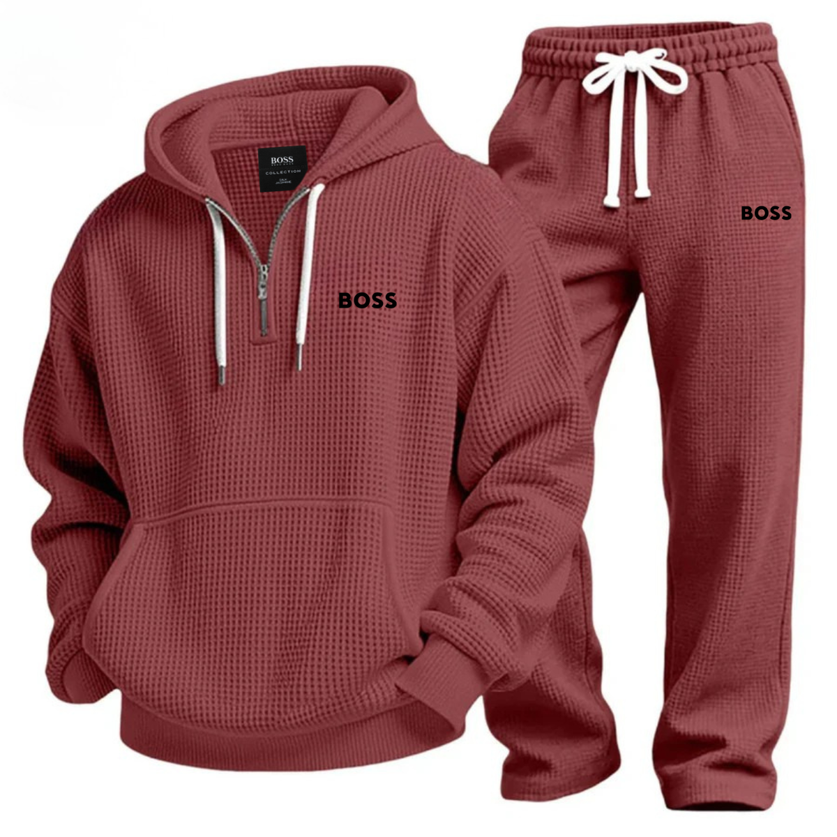 Completo Sportivo Testurizzato con Cappuccio e Mezza Zip