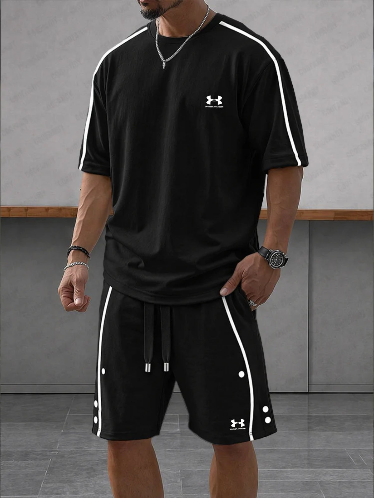 Set Sportivo Casual Lavorato a Contrasto