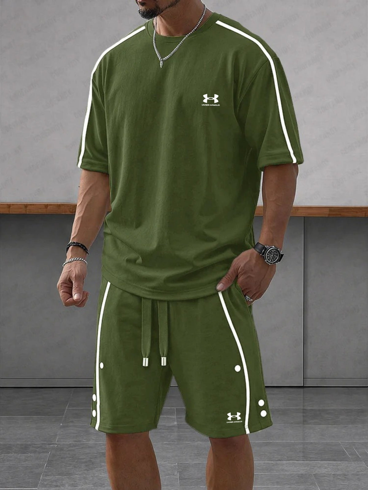 Set Sportivo Casual Lavorato a Contrasto