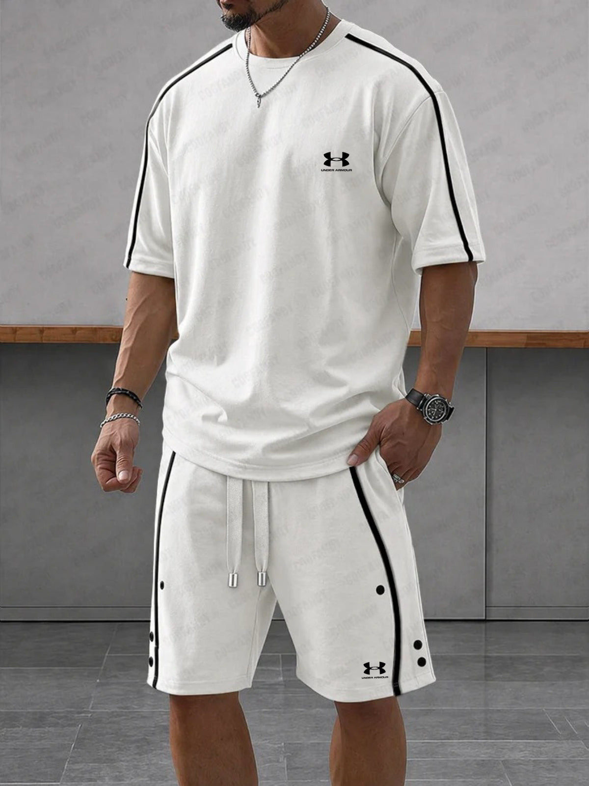Set Sportivo Casual Lavorato a Contrasto
