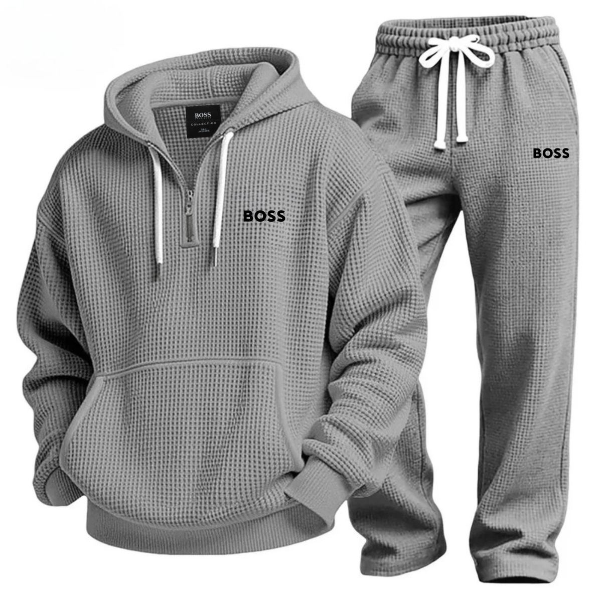 Completo Sportivo Testurizzato con Cappuccio e Mezza Zip
