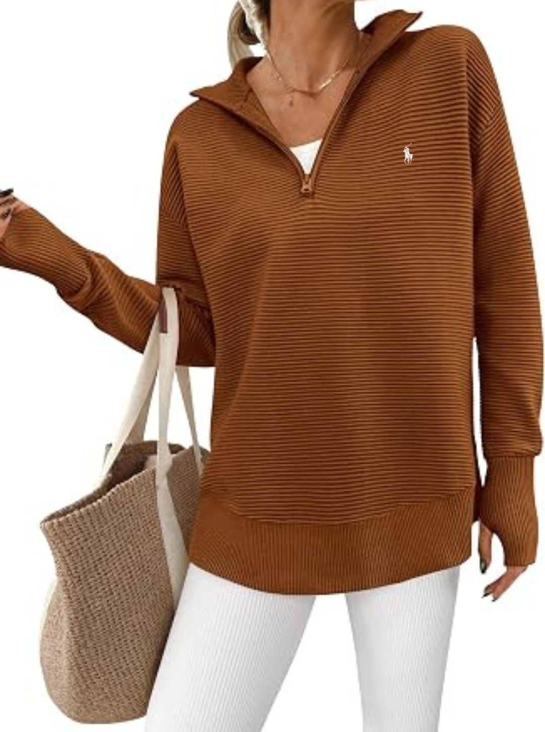 Maglione Testurizzato con Mezza Zip