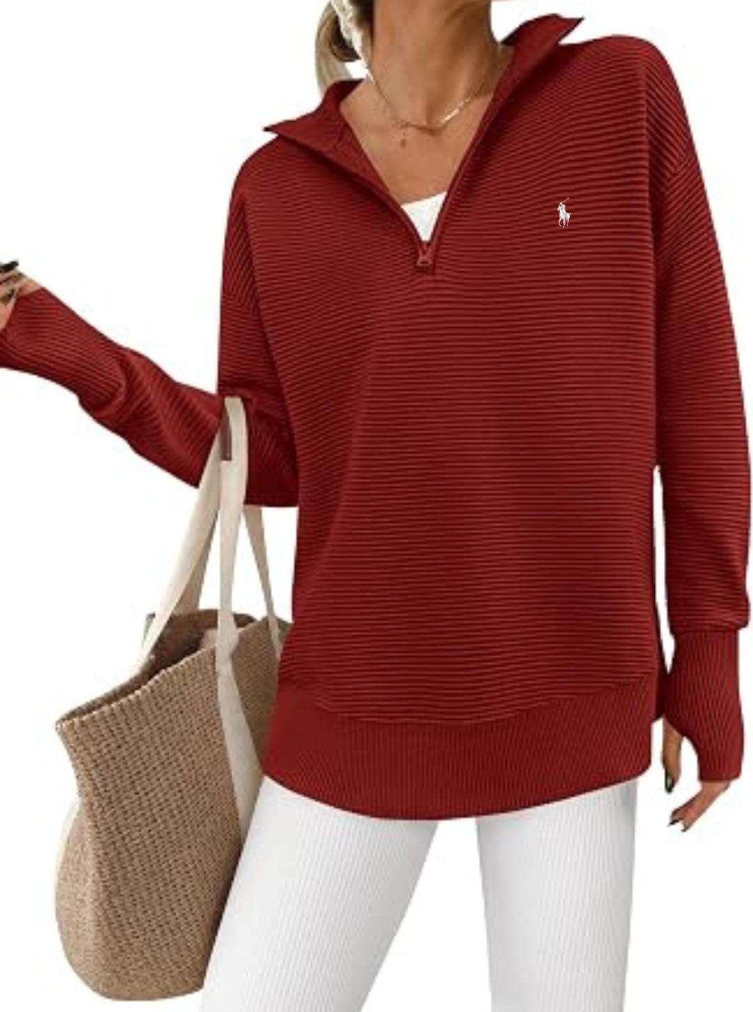 Maglione Testurizzato con Mezza Zip