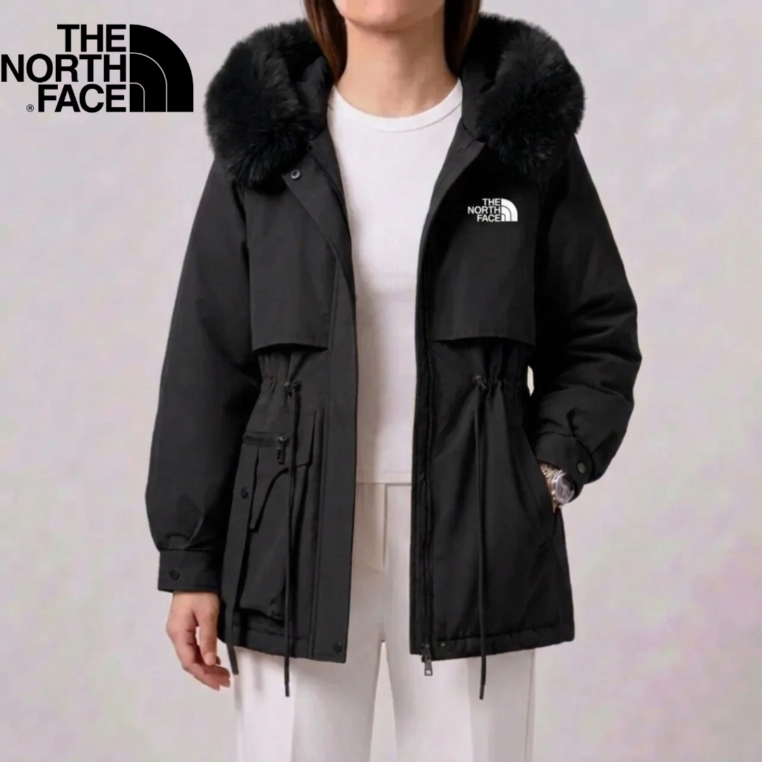 Cappotto con Cappuccio in Pelliccia Sintetica per Donna