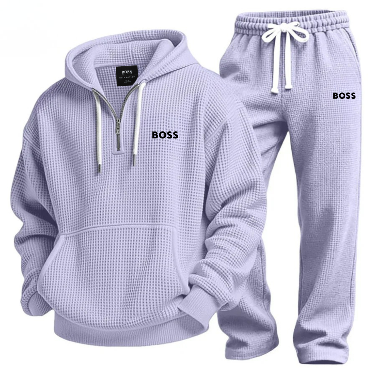 Completo Sportivo Testurizzato con Cappuccio e Mezza Zip
