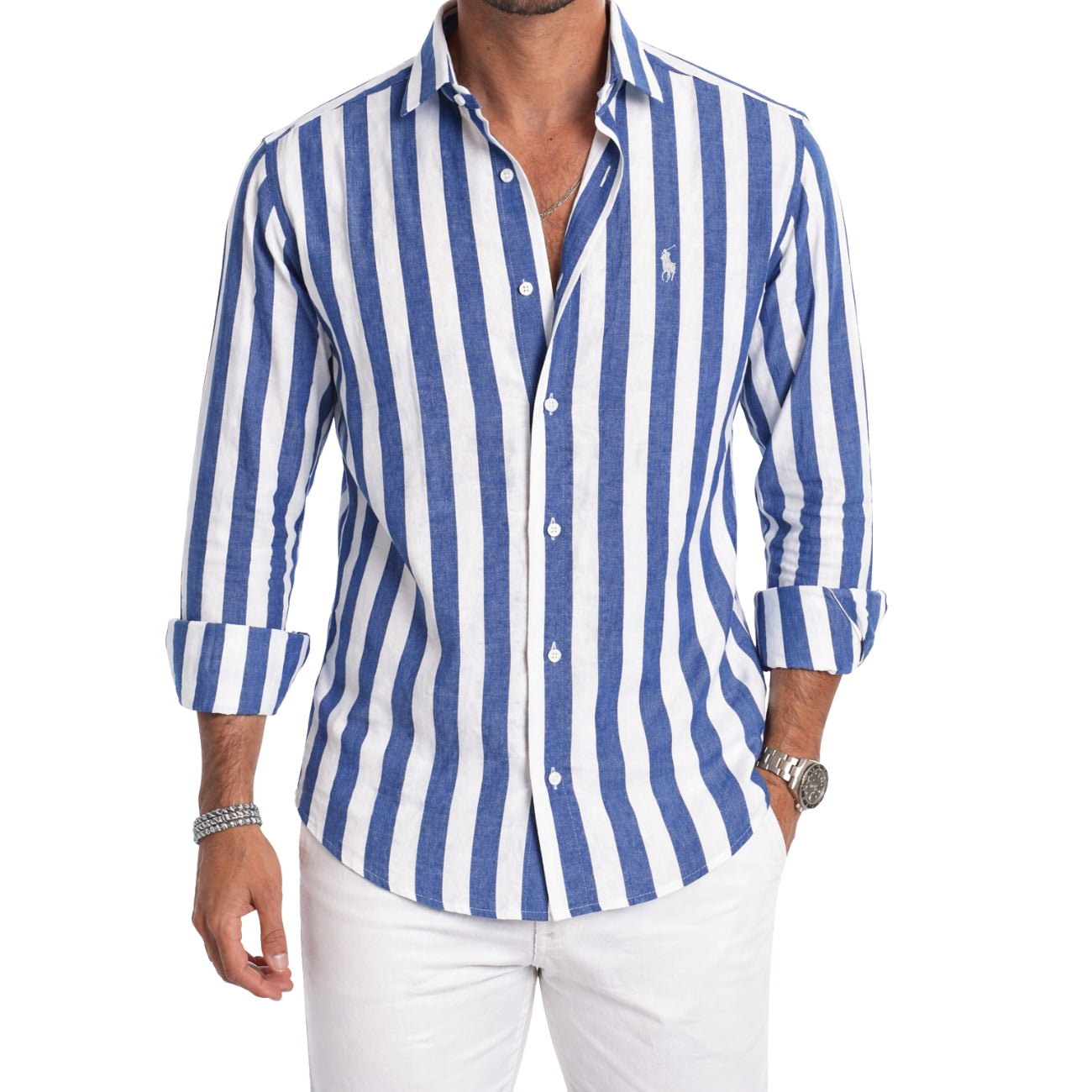 Camicia Casual a Righe Morbide — PREZZO DI LIQUIDAZIONE