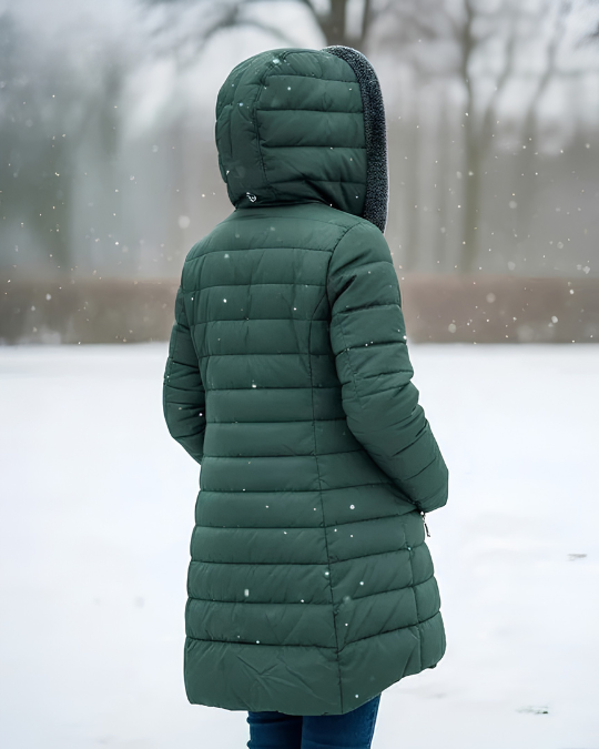 Cappotto Lungo Trapuntato con Cappuccio