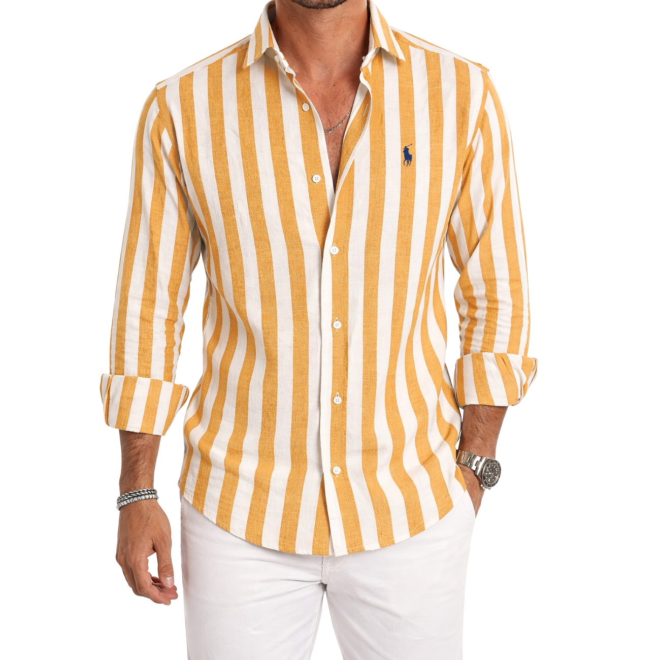 Camicia Casual a Righe Morbide — PREZZO DI LIQUIDAZIONE