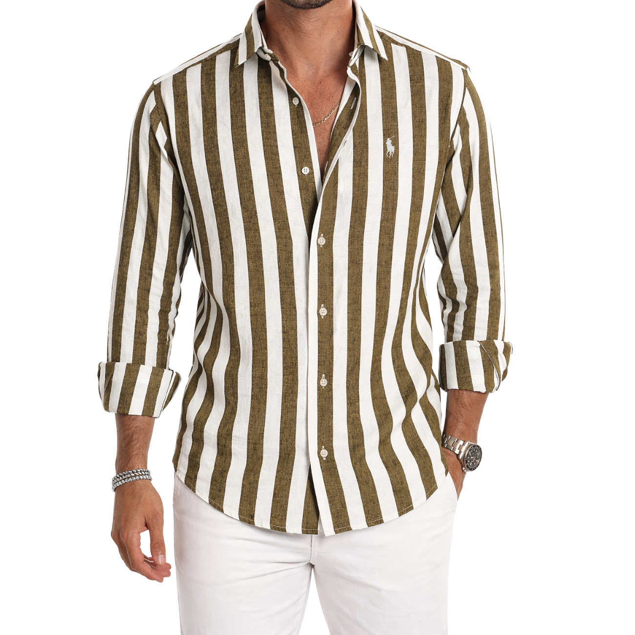 Camicia Casual a Righe Morbide — PREZZO DI LIQUIDAZIONE