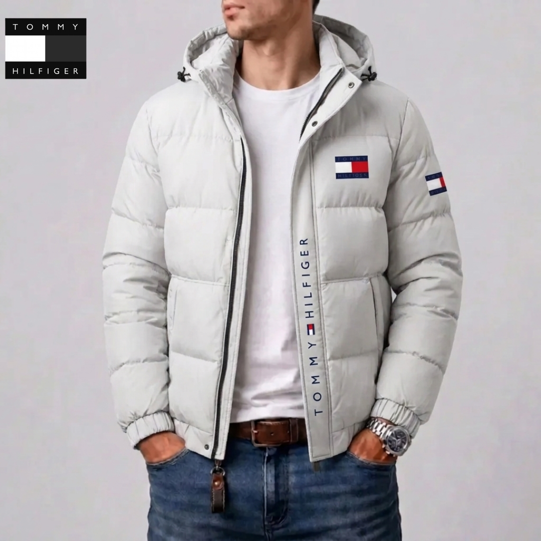 Giacca Puffer Trapuntata con Cappuccio da Uomo