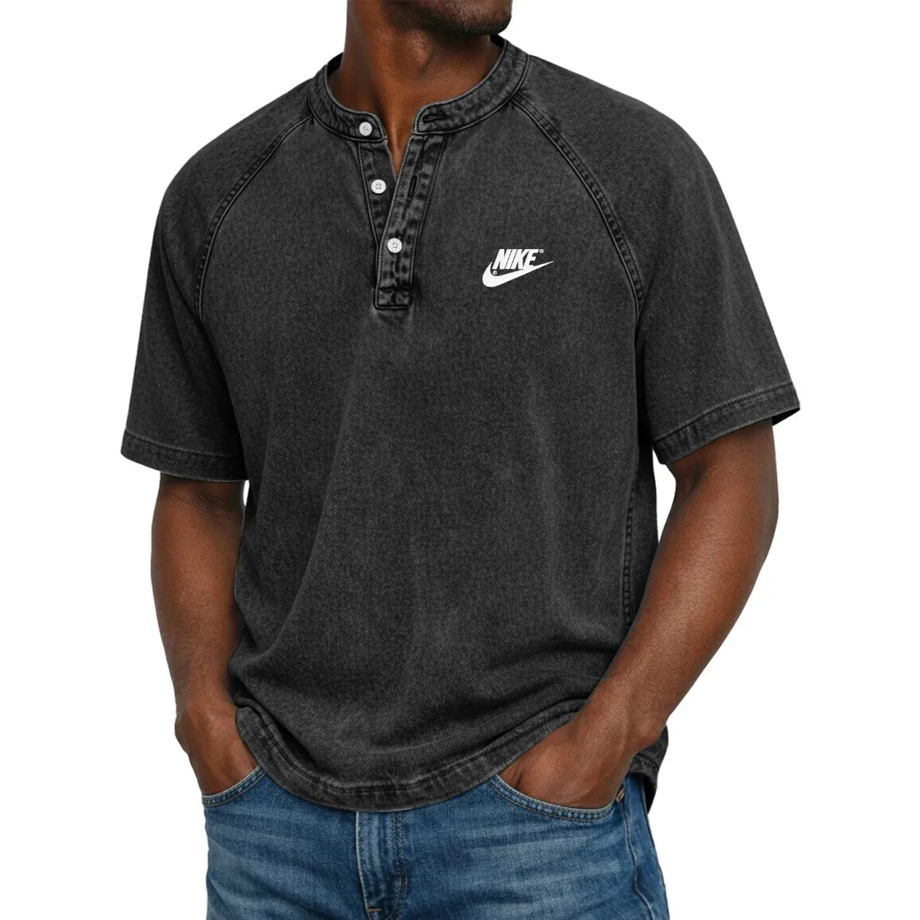 Maglietta Henley Classica Con Bottoni — Vendita in liquidazione