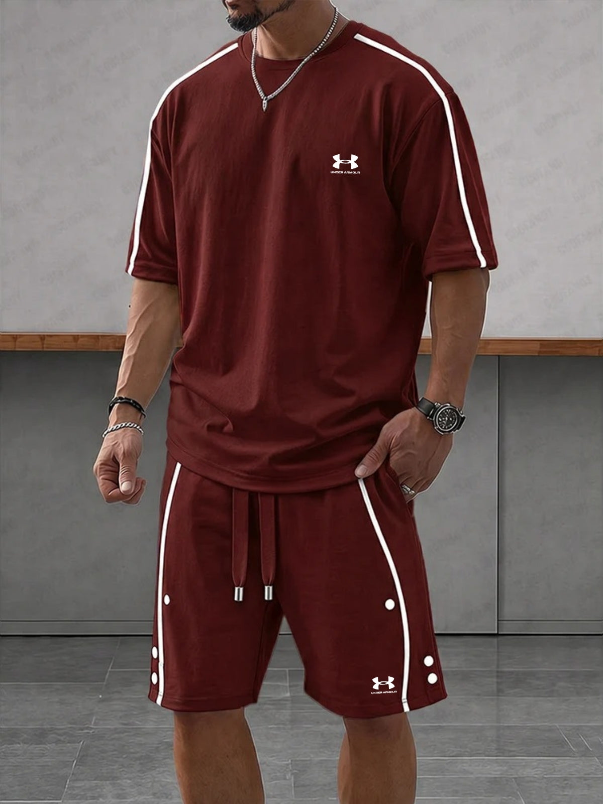 Set Sportivo Casual Lavorato a Contrasto