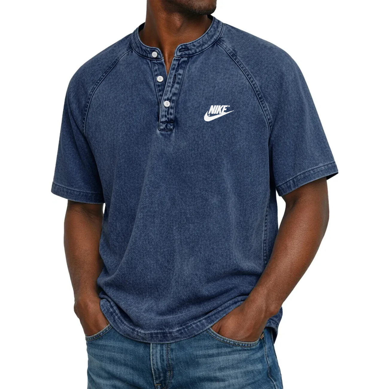 Maglietta Henley Classica Con Bottoni — Vendita in liquidazione