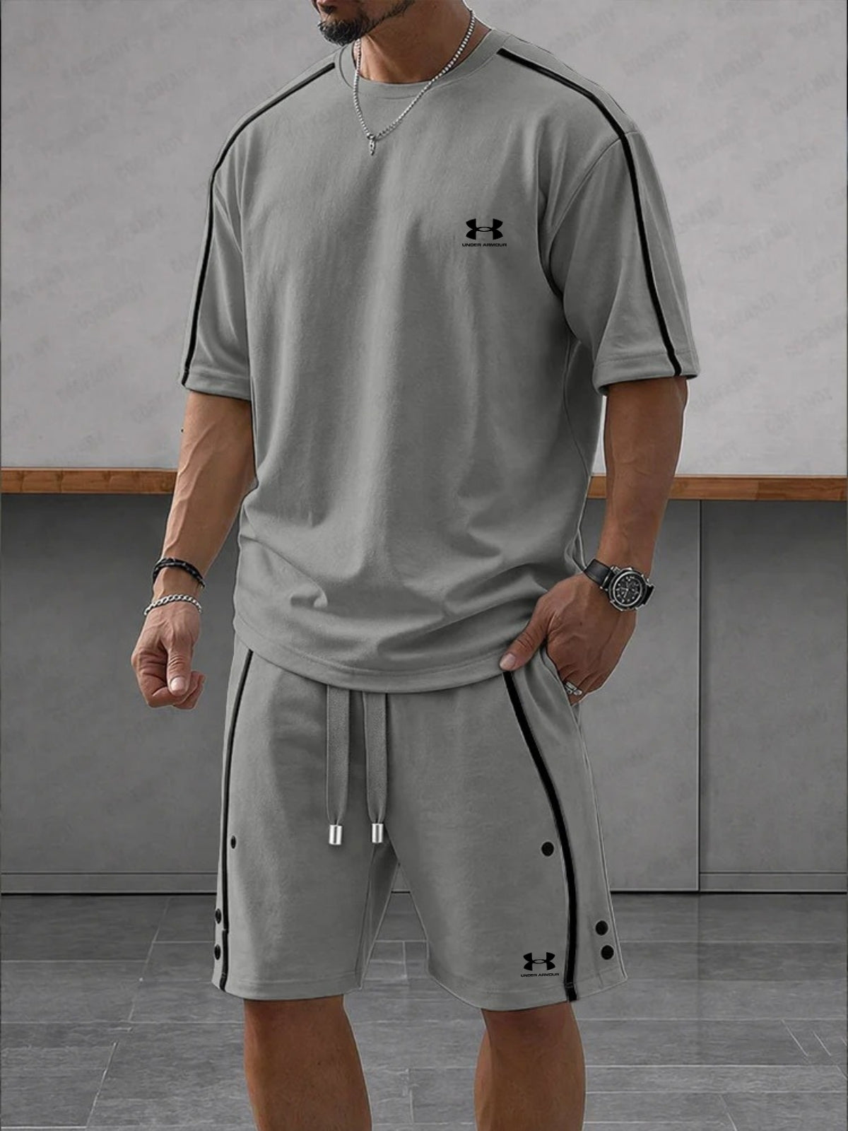 Set Sportivo Casual Lavorato a Contrasto