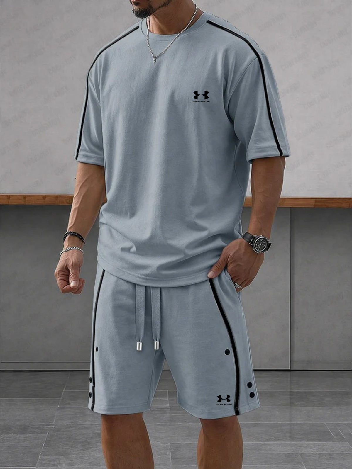 Set Sportivo Casual Lavorato a Contrasto