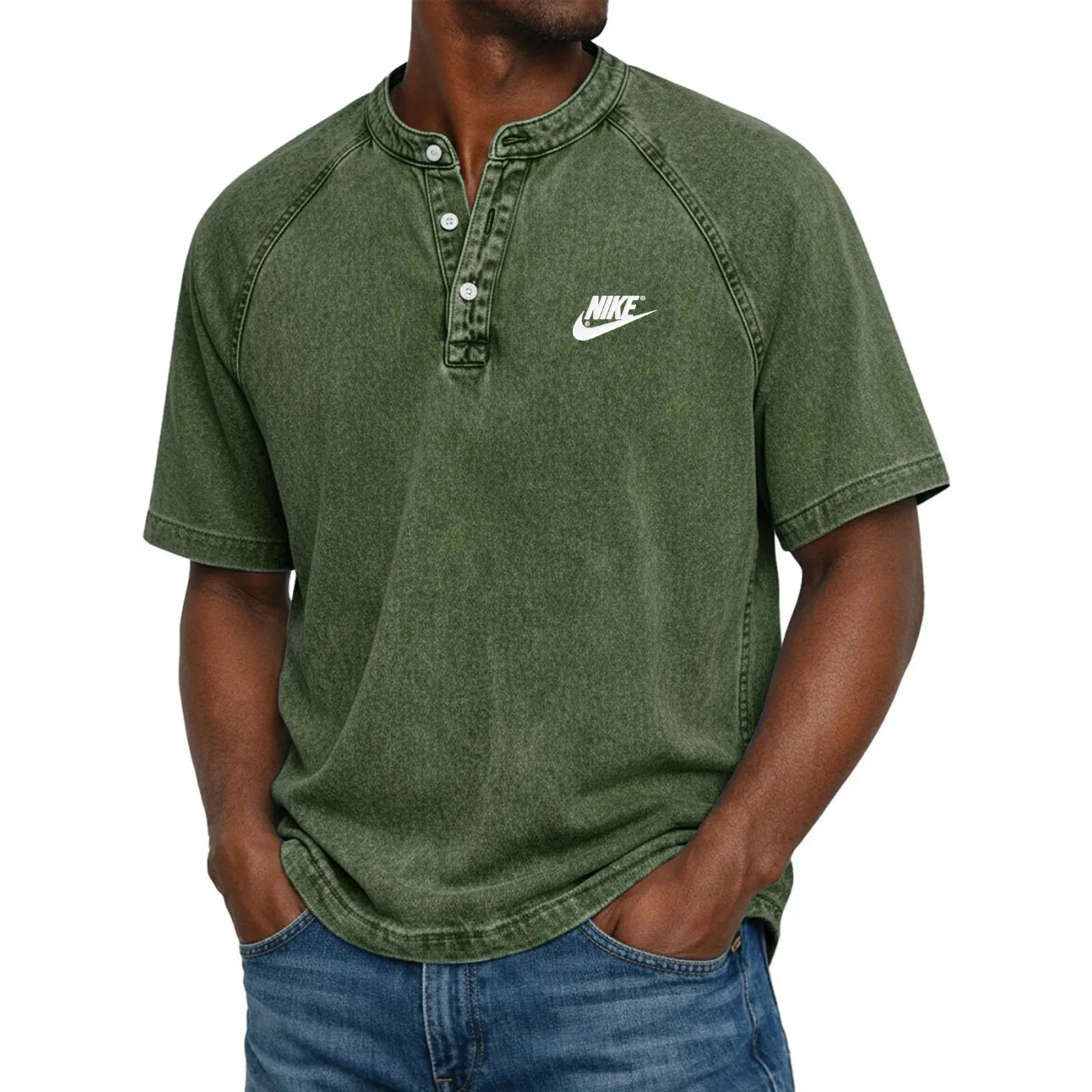 Maglietta Henley Classica Con Bottoni — Vendita in liquidazione