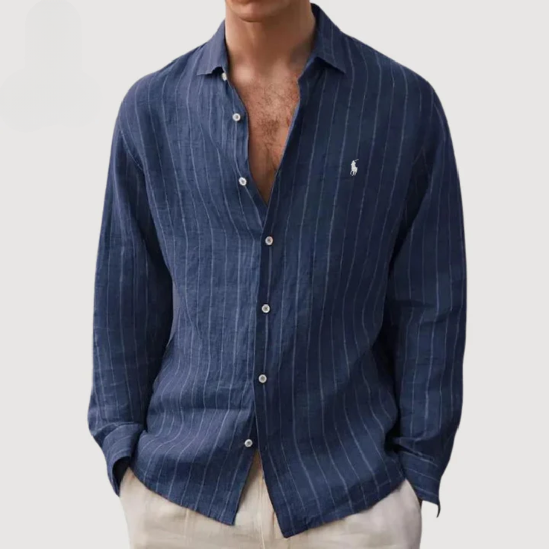 Camicia a Maniche Lunghe a Righe con Bottoni — Vendita di Liquidazione