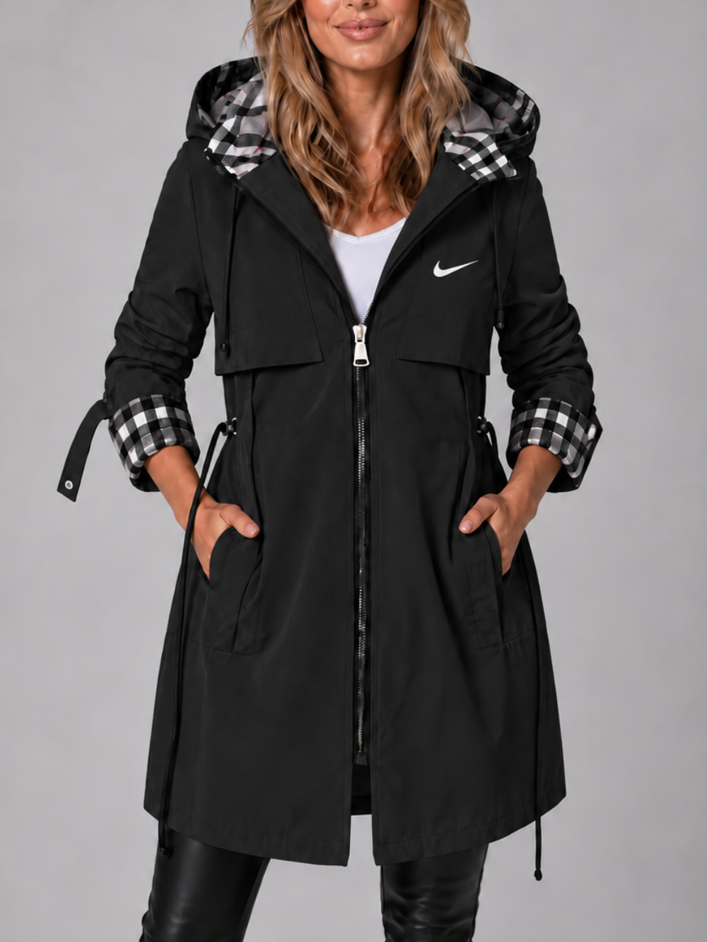 Cappotto Lungo da Donna con Cappuccio e Zip