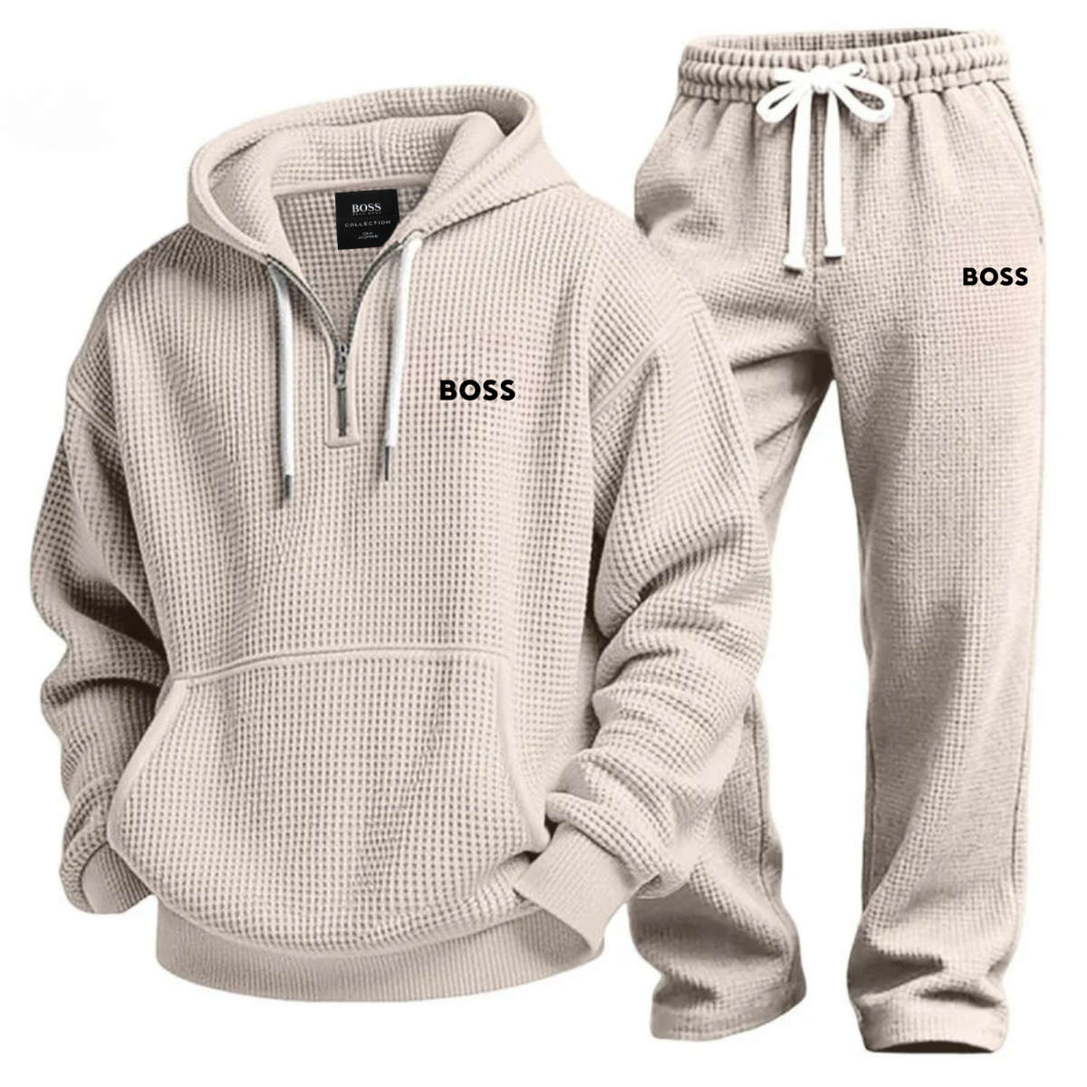 Completo Sportivo Testurizzato con Cappuccio e Mezza Zip