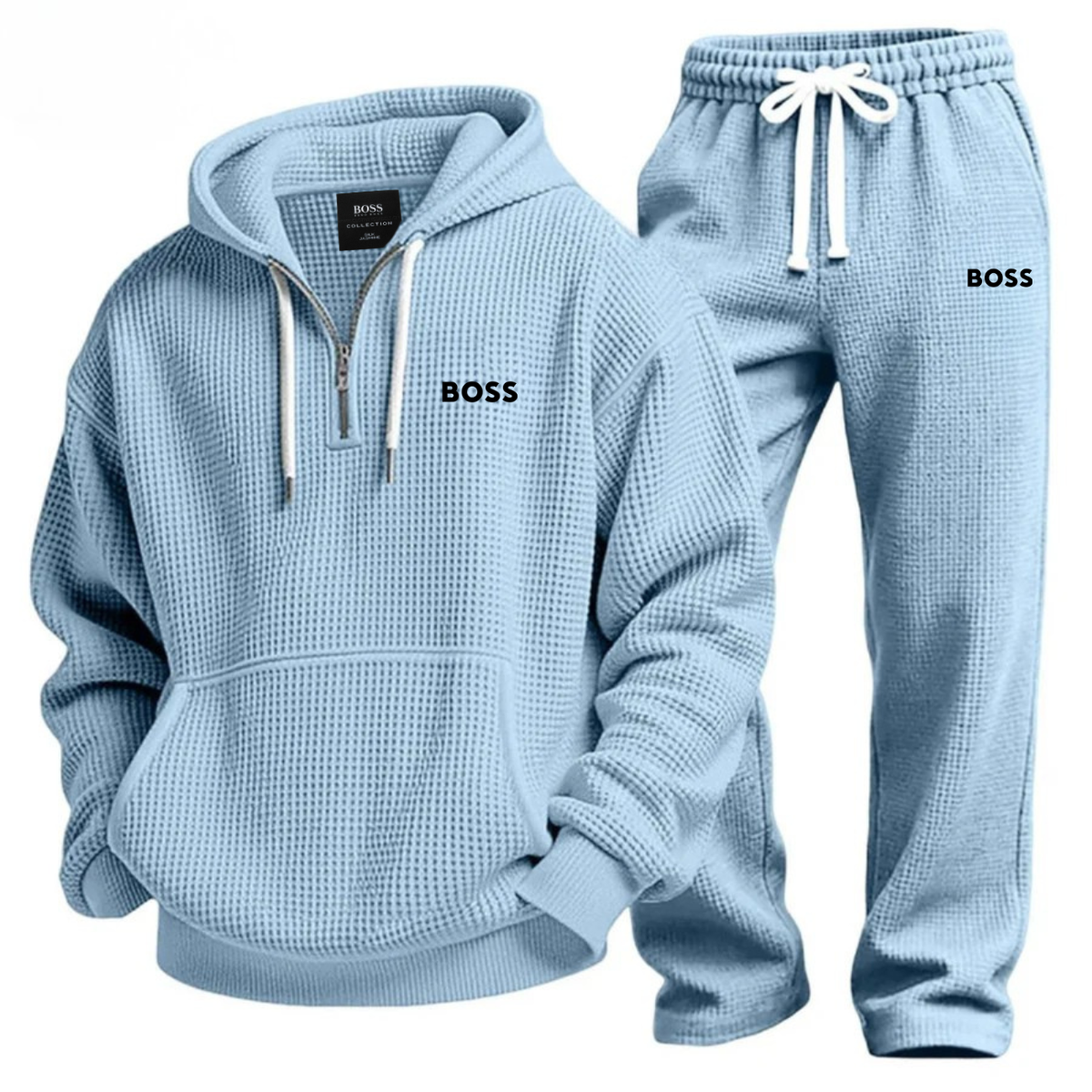 Completo Sportivo Testurizzato con Cappuccio e Mezza Zip