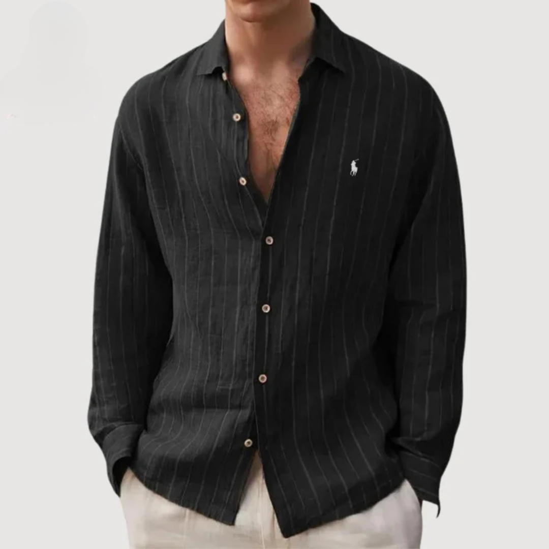 Camicia a Maniche Lunghe a Righe con Bottoni — Vendita di Liquidazione