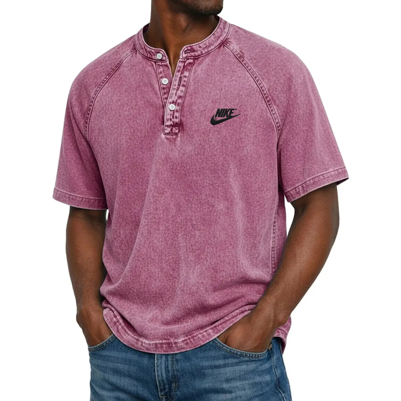 Maglietta Henley Classica Con Bottoni — Vendita in liquidazione