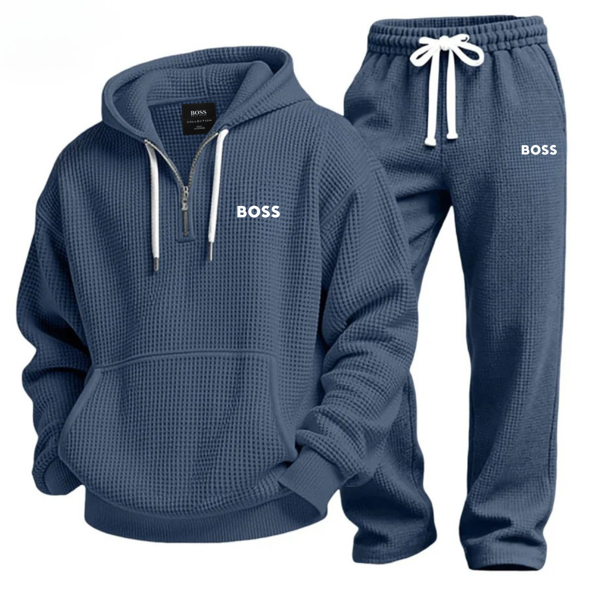 Completo Sportivo Testurizzato con Cappuccio e Mezza Zip
