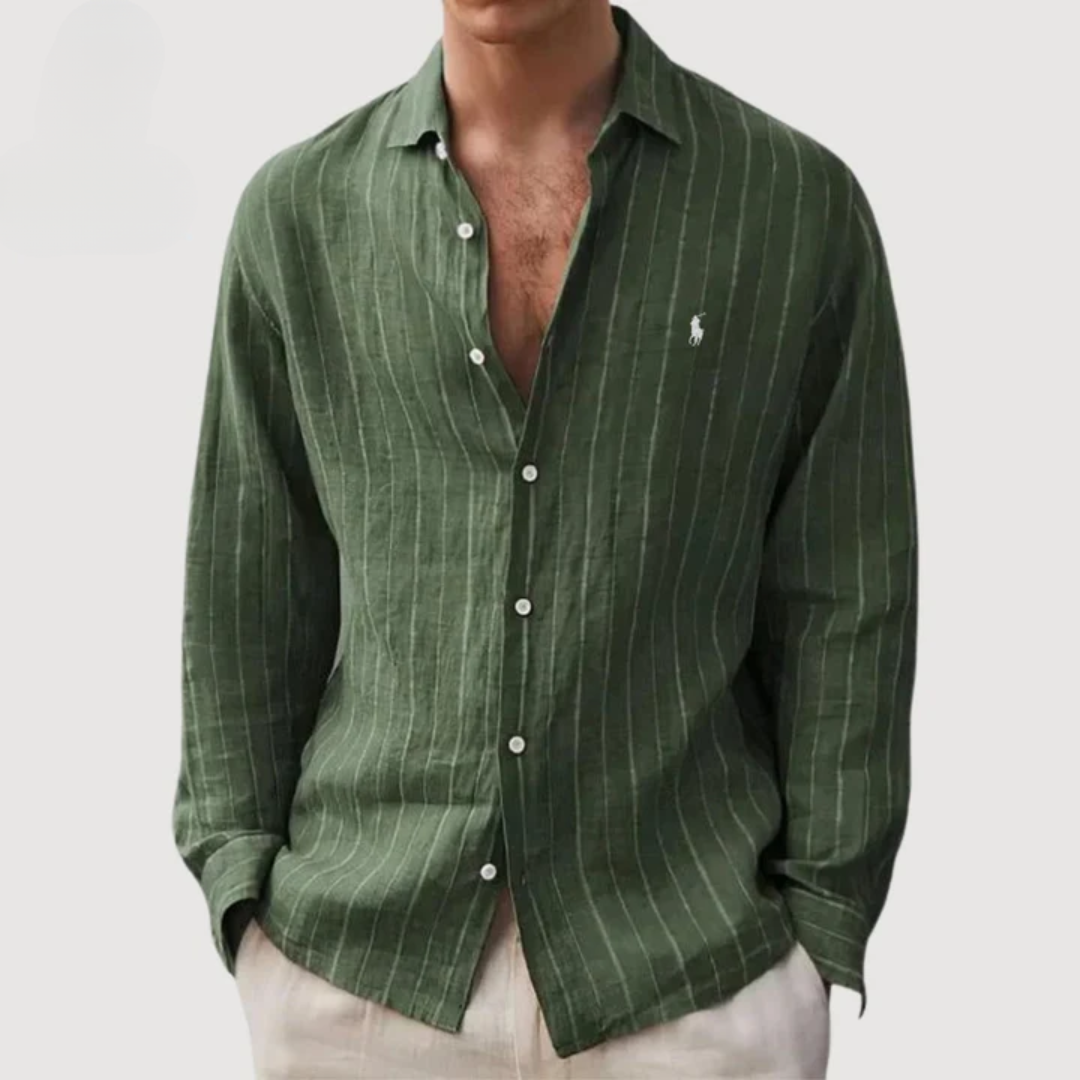 Camicia a Maniche Lunghe a Righe con Bottoni — Vendita di Liquidazione