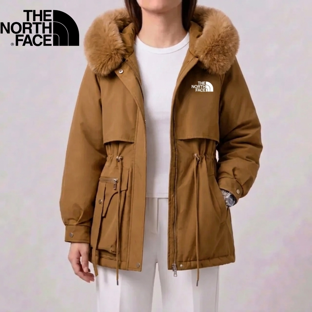 Cappotto con Cappuccio in Pelliccia Sintetica per Donna