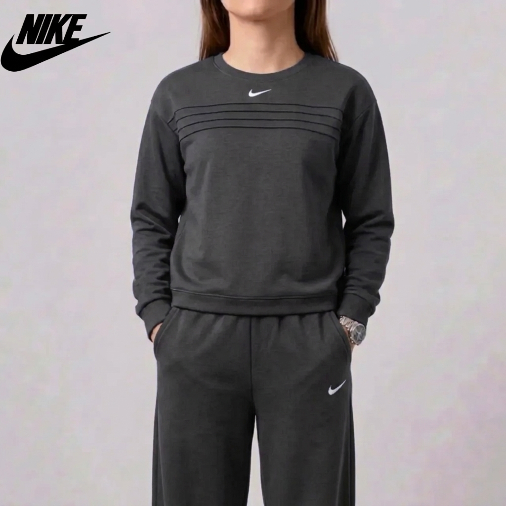 Set Felpa e Pantaloni con Collo Rotondo per Donne
