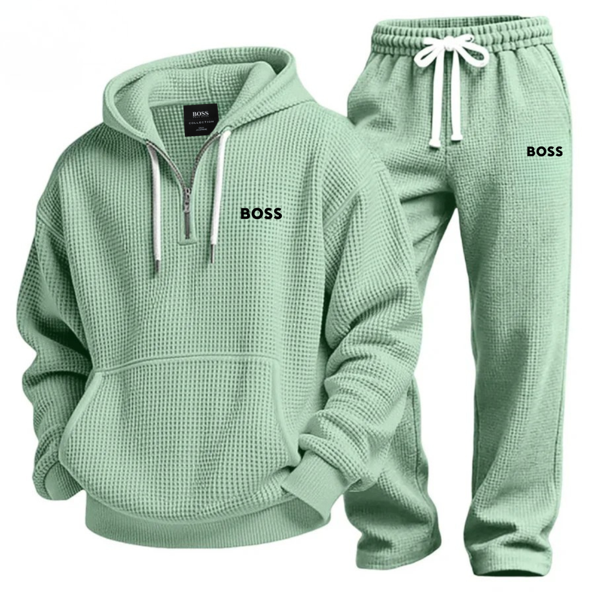 Completo Sportivo Testurizzato con Cappuccio e Mezza Zip