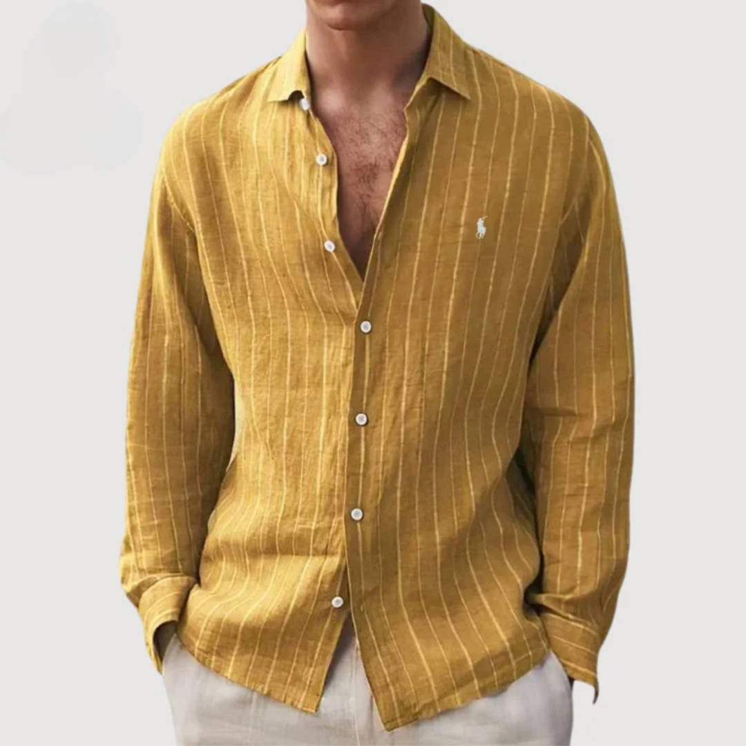Camicia a Maniche Lunghe a Righe con Bottoni — Vendita di Liquidazione