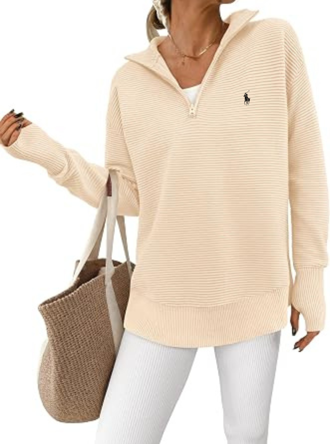 Maglione Testurizzato con Mezza Zip