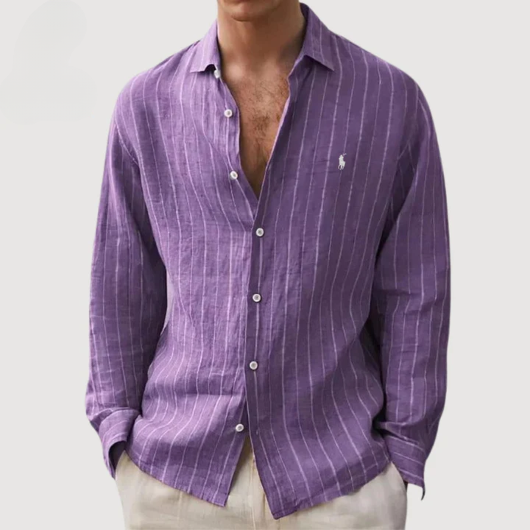 Camicia a Maniche Lunghe a Righe con Bottoni — Vendita di Liquidazione