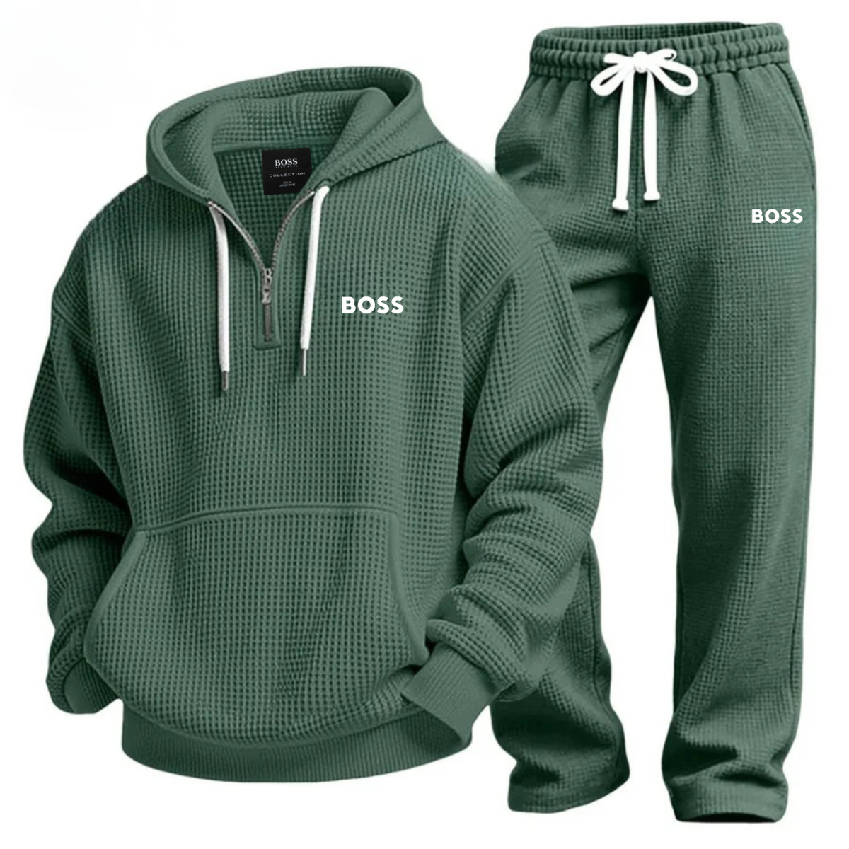 Completo Sportivo Testurizzato con Cappuccio e Mezza Zip