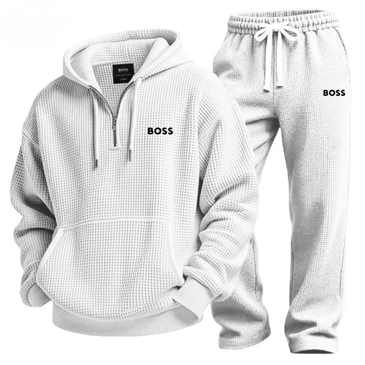 Completo Sportivo Testurizzato con Cappuccio e Mezza Zip