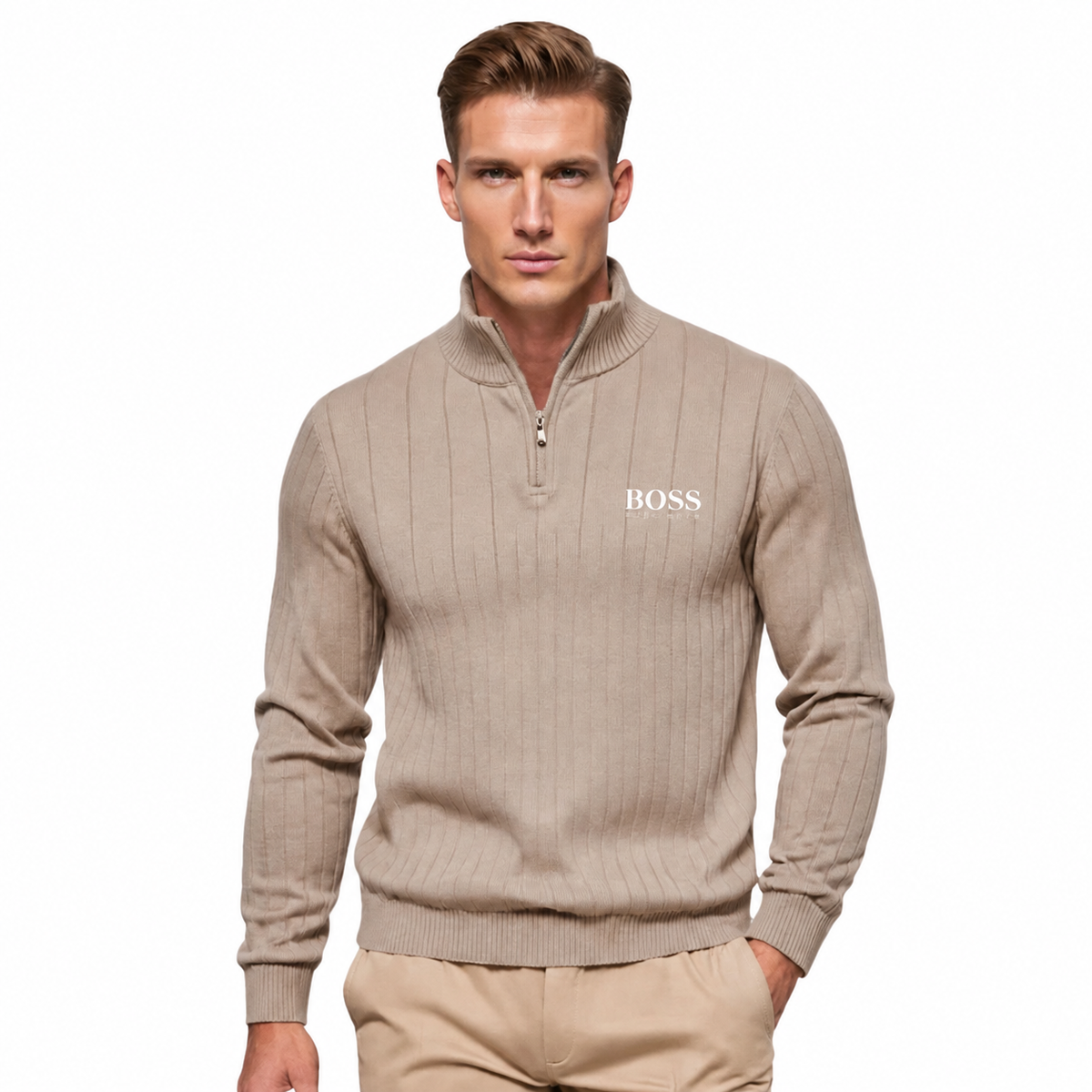 Maglione Classico con Mezza Zip