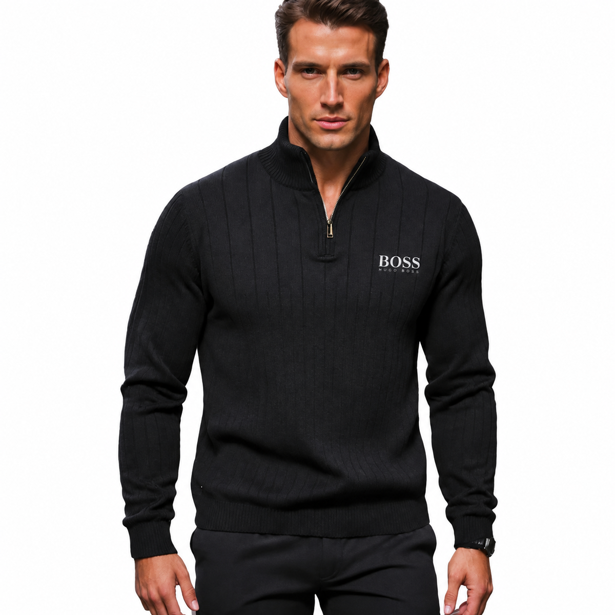 Maglione Classico con Mezza Zip